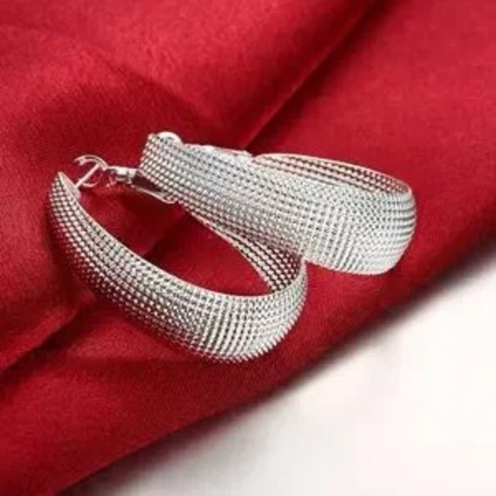 Silver plated Wide Hoop Earring